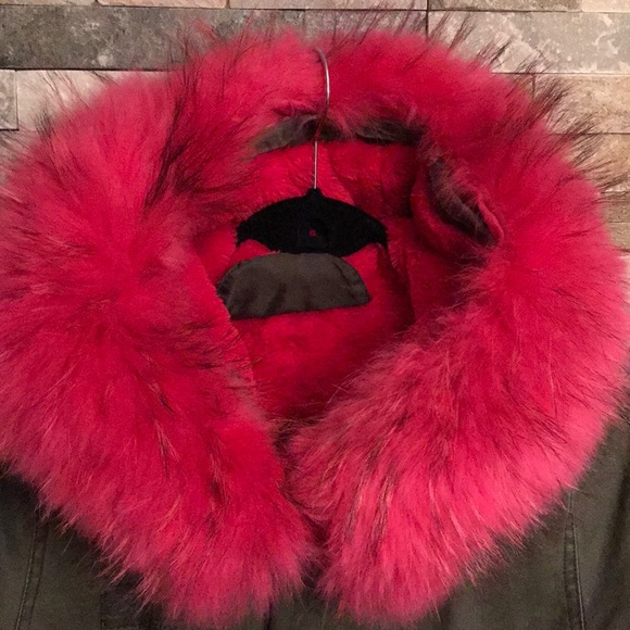 New Age army coat with pink fur size small - Picture 2 of 8